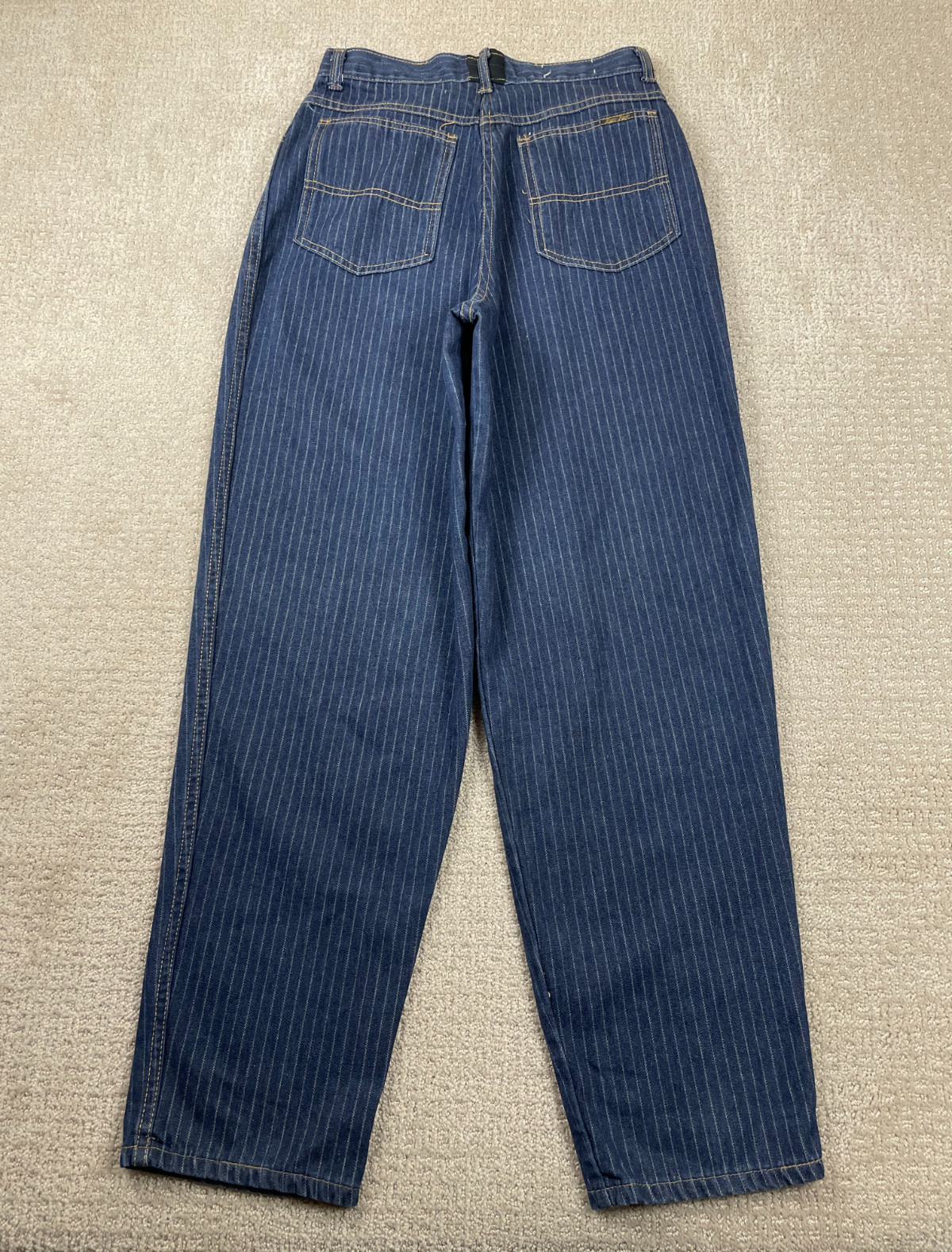 Vintage 70s Jeans Womens 12 High Waist Barrel Tapered Mom Pinstripe Talon USA