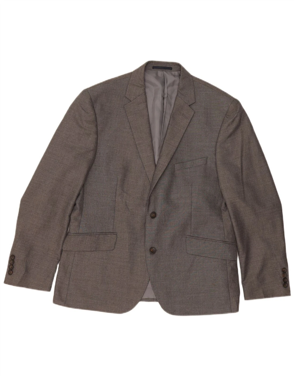 Marks & Spencer Mens 2 Button Blazer Jacket UK 42 Large Grey Polyester AA18