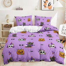 Lunoroey Girls Halloween Bedding Duvet Cover Set Single Size Purple
