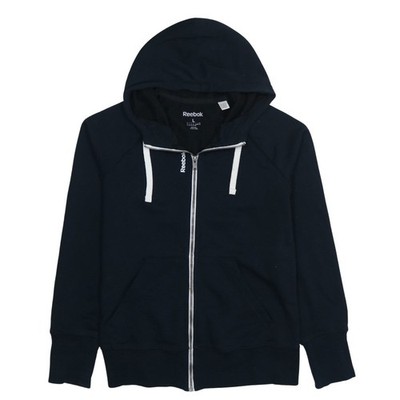 Reebok Damen Hoodie schwarz Full Zip Größe L Baumwollmischung