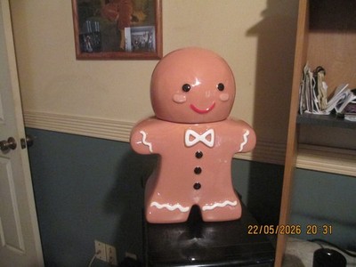 COOKIE JAR GINGER BREAD BOY EARTHWARE 10' HOLIDAY TIME