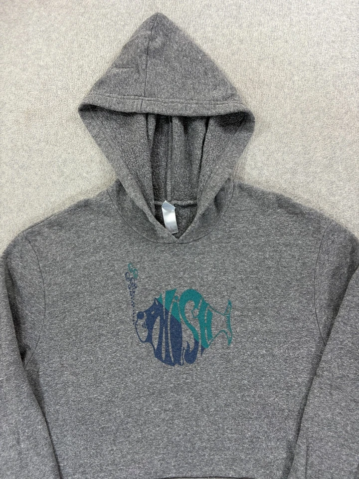 Винтажная толстовка с капюшоном 2000-е концертный логотип фиш (мужская большая) серая - Изображение 2 из 4
