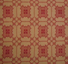 Primitive Red Weave Cotton Newbury Woven Vtg Style COVERLET RUNNER 14" x 32"