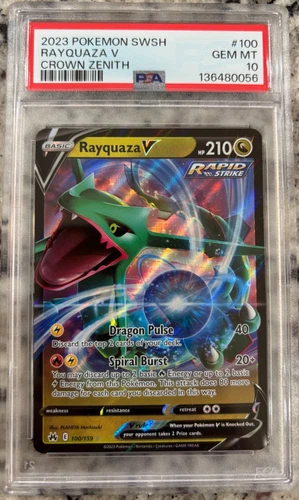 PSA 10 Pokémon Rayquaza V SWSH Crown Zenith 100/159 Ultra Rare Holo Low Pop