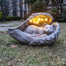 VIVICOMFY Solar Cat Garden Statue Decor for Outside Cat Lover Gifts with Wings