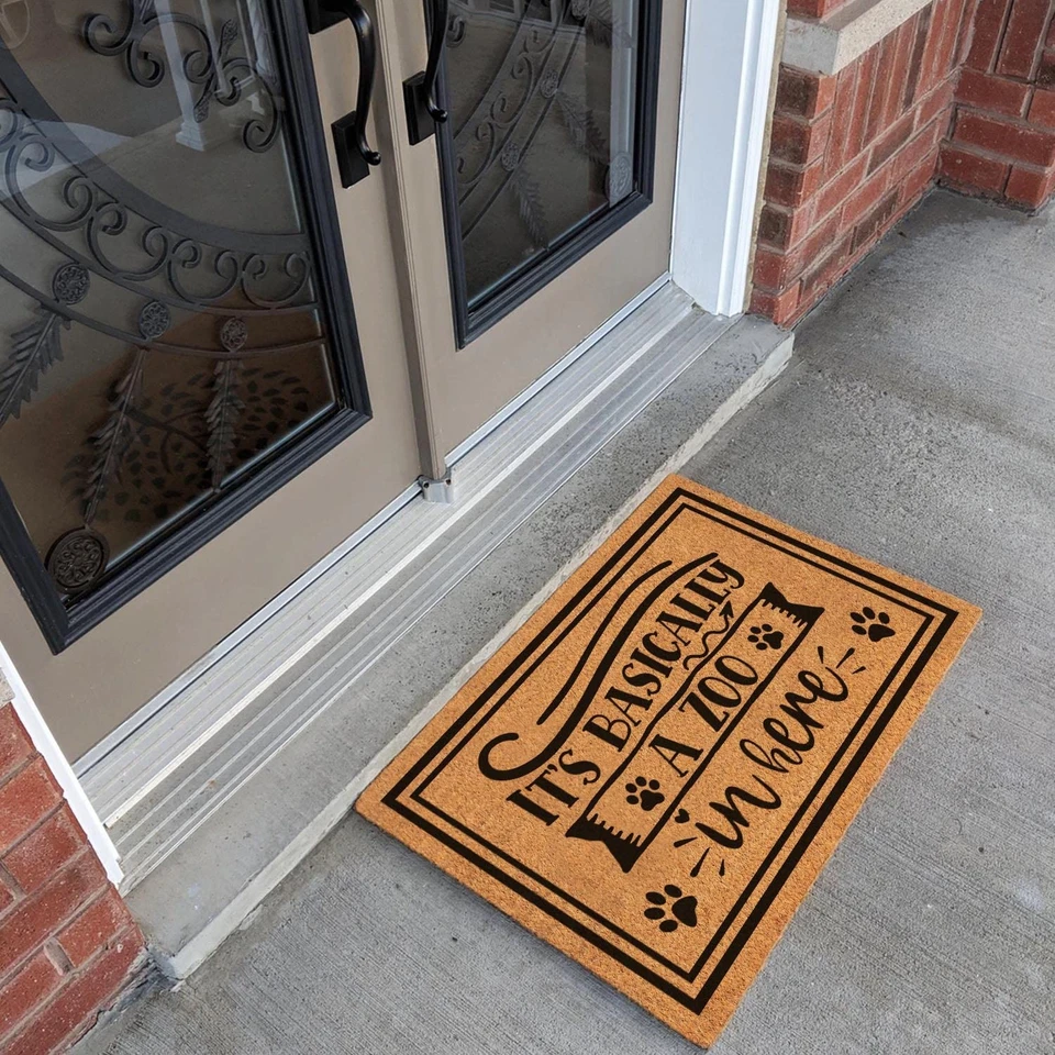 Funny Coir Doormat It's Basically A Zoo In Here Welcome Front Porch Decor Doo... - Image 4 of 4