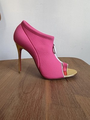 Christian Louboutin Snorkeling 100 neoprene Hot Pink Pump Booties Size 8