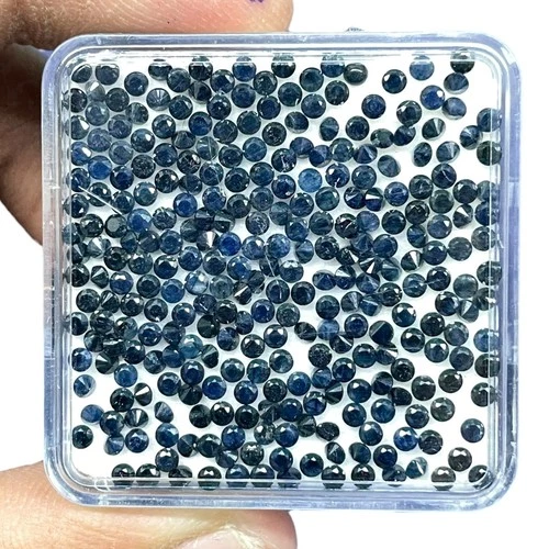 100 Pcs Natural Blue Sapphire 2mm Round Diamond Cut Calibrated Loose Gemstones