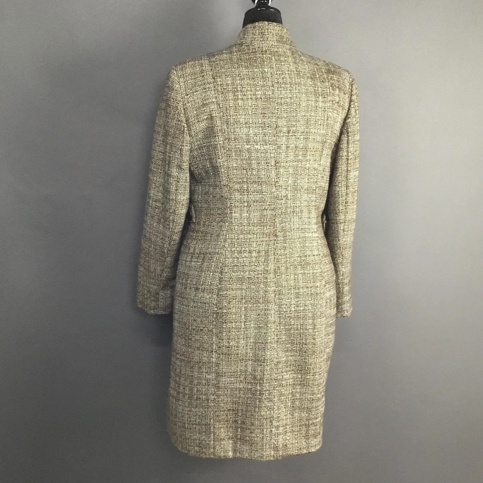 Jones New York Coat Womens 14 Brown Tan Wool Stand Collar Button Front Made USA - Image 2 of 4