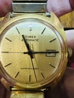 Vintage Timex Automatic Mens Watch with Date 1970’s Goldtone Works 36mm