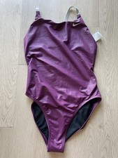 Nike Women's Hydrastrong Fastback One Piece Swimsuit Size 32/6 Burgundy Metalic
