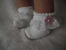 NEW FRILLY SOCKS TO FIT 18" BABY ANNABELL DOLL, REBORN 18" TO 20" DOLL CLOTHES