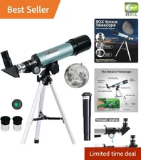 Beginner's 360mm Kids Telescope – 50mm Aperture, 90X Zoom with Adjustable Tripod