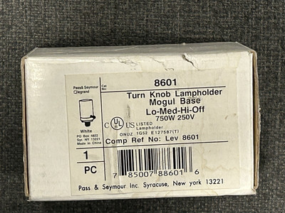 Pass And Seymour 8601 Turn Knob Lamp Holder Mogul BaseLo-Med-Hi-Off7 50W 250V