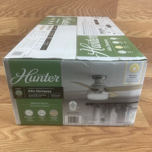 Hunter Fan 44 inch Low Profile Brushed Nickel Ceiling Fan with Light and Remote - Picture 7 of 12