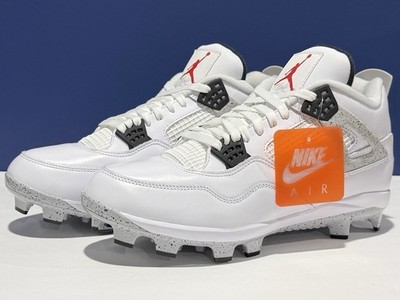 *NEW* Men s 13 Jordan 4 Retro MCS 'White Cement  Baseball Cleats HQ0209-106 NBY