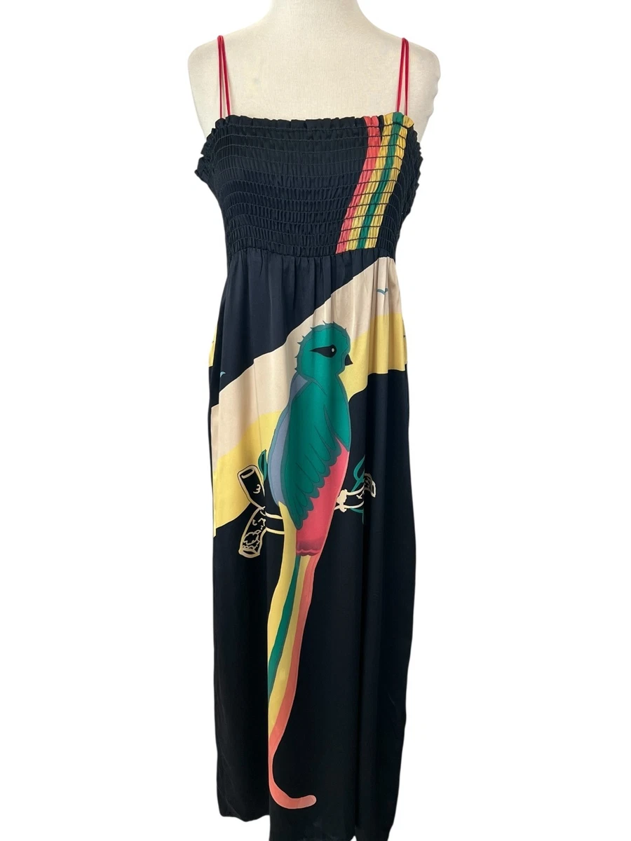 voom by joy han silk dress Voom by Joy Han USA Silk Shift Dress Short Off the Shoulder Ruffle Lined y2k
