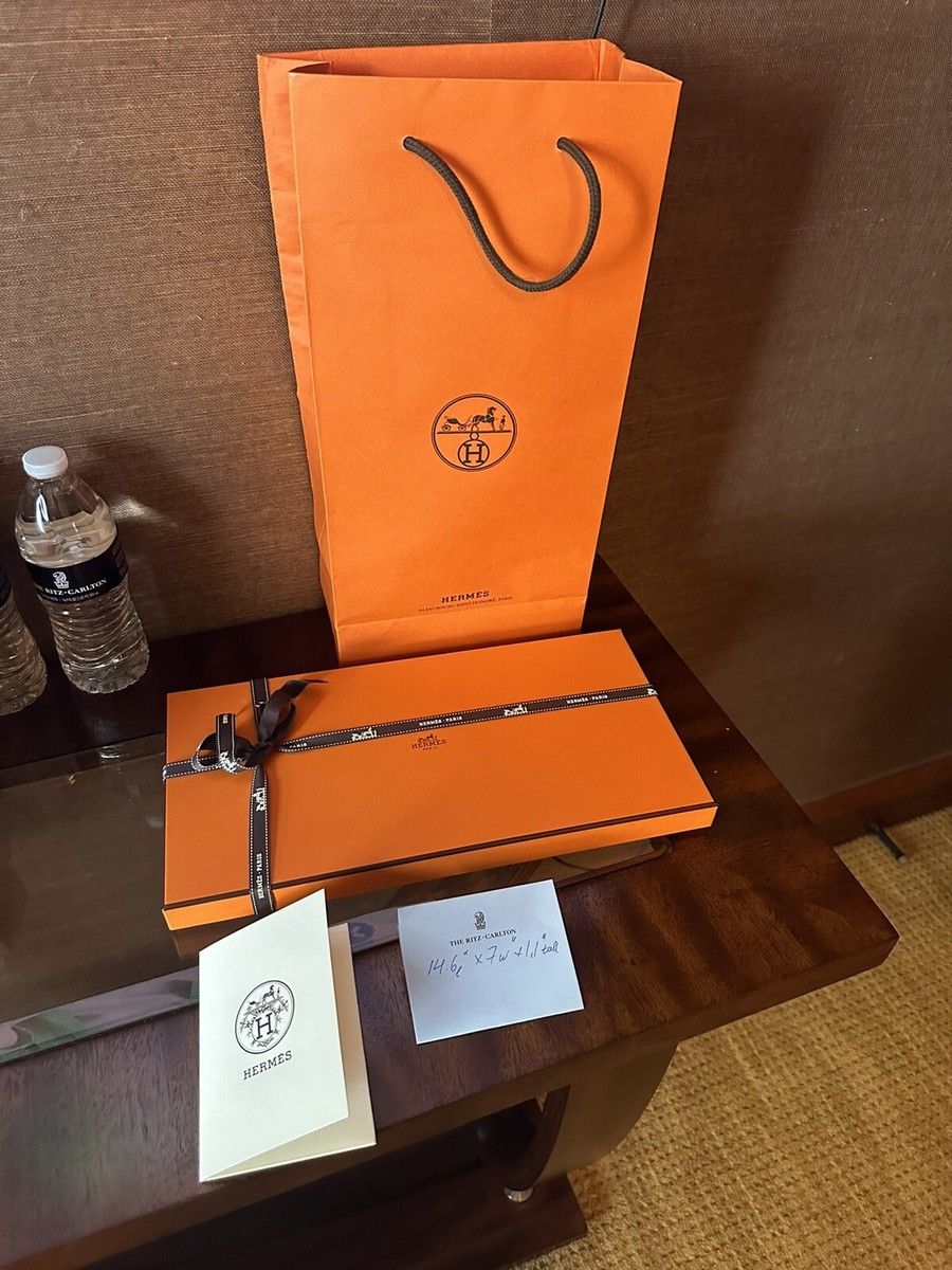 Hermes Gift box 15x7” Ribbon Tall Bag Giftwrap 4 Clothing 4pc Lot