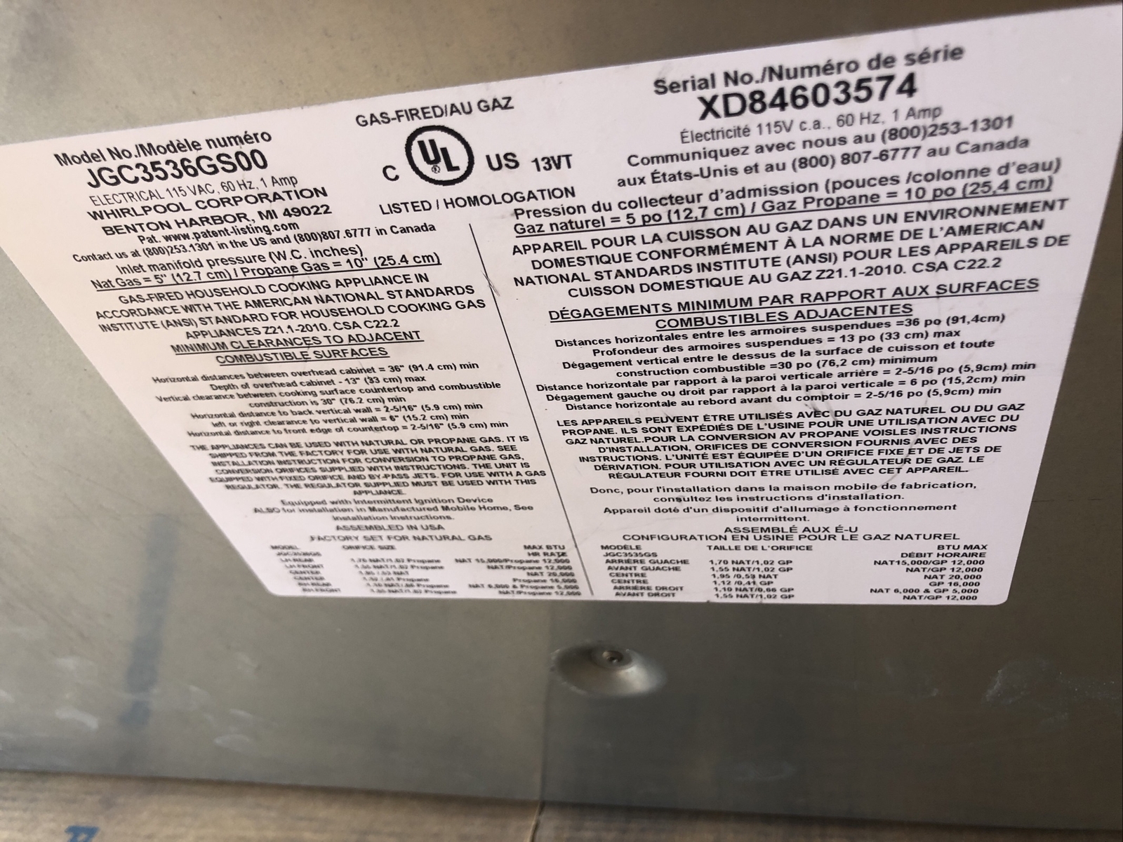 JennAir JGC3536GS EuroStyle 36" Stainless Steel 5Burner Gas Cooktop