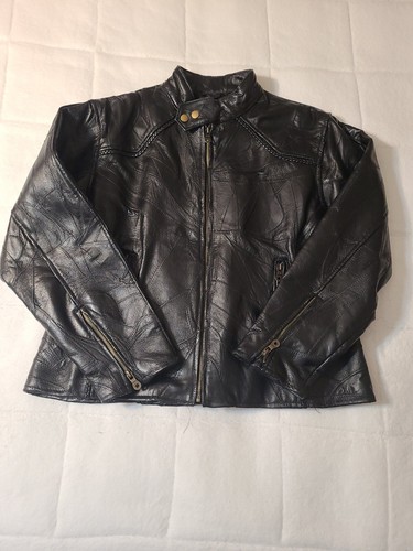 Diamond Plate Women's Large Genuine Leather Tapered Waist Motorcycle Jacket - Bild 1 von 11