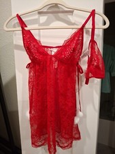 NWT VICTORIA'S SECRET DREAM ANGELS POM POM BABYDOLL SLIP LINGERIE Set - S 2pc