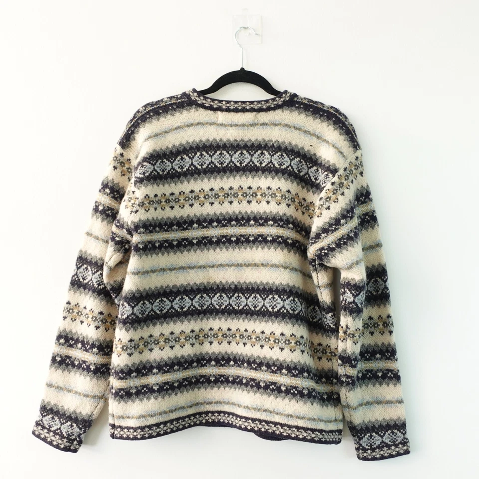 Vintage Shetland Wool Knit Cardigan Large Blue Wool Fair Isle Twee CRYSTAL KOBE - Image 2 of 4