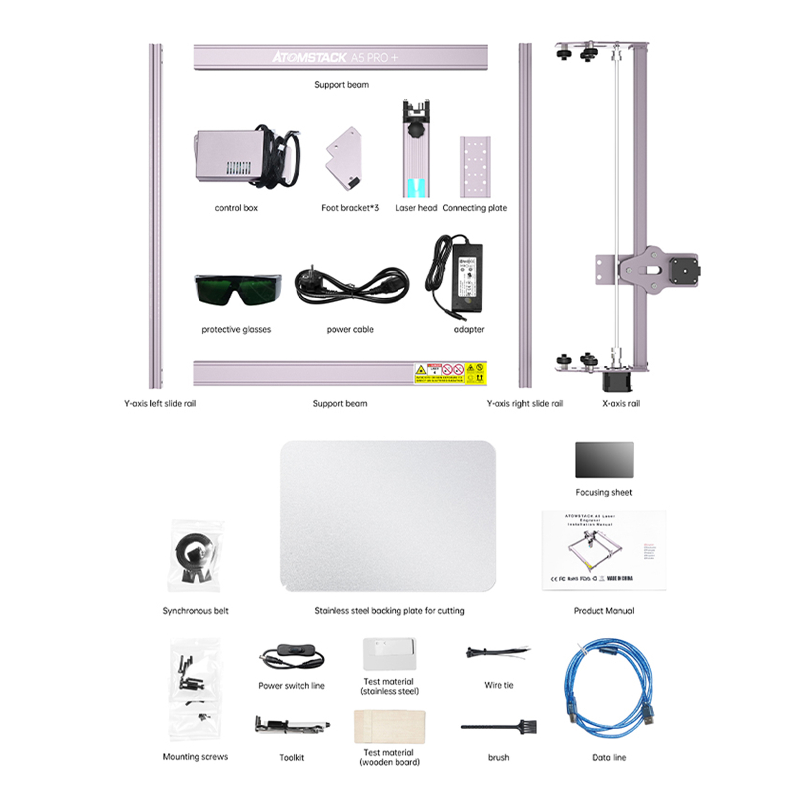 ATOMSTACK A5 Pro+ 40W CNC Laser Engraver 410x400mm for Wood Acrylic ...
