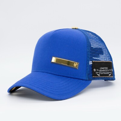 Red Monkey Designer Trucker Cap Los Angeles Limited Edition Side Bar Gold SALE