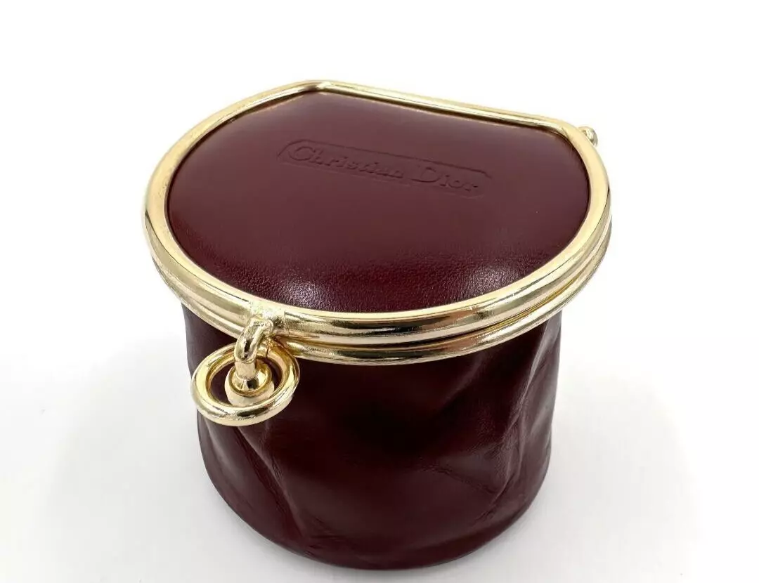 Authentique porte monnaie Christian Dior vintage cuir bordeaux doré