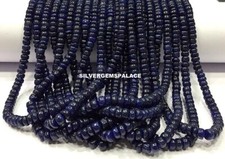 Natural Blue Sapphire Smooth Rondelle Beads Polished Heated Gemstone Beads.