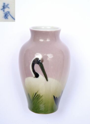 1930's Japanese Shofu Katei Studio Porcelain Vase Egret Bird - Picture 1 of 7
