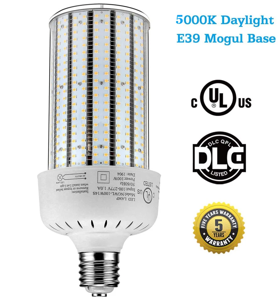 100W LED Corn Cob Light Bulb AC110-277V E39 Mogul Base LED retrofit Bulbs 5000K - Image 2 of 4