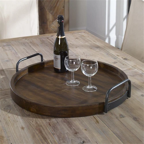 Uttermost Reine Coastal MDF Wood and Metal Serving Tray in Brown/Gray - Picture 2 of 5