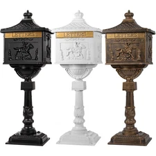 Mail Box Heavy Duty Mailbox Postal Box Security Cast Aluminum Vertical Pedestal