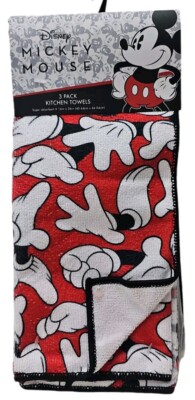 Disney Mickey Mouse Kitchen Towels 3 Pack Set Super Absorbent 16 x26  NWT