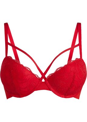 Schalen-BH aus Spitze Gr. (80) C Salsarot Damen Bra Oberteil Dessous Neu*
