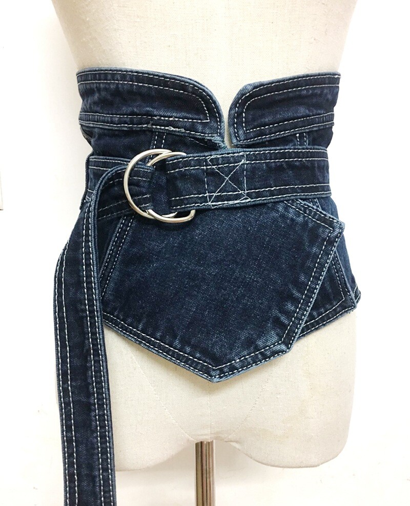 Women Wide Denim Waist Belt Corset Waistband Punk Harajuku  display picture 2
