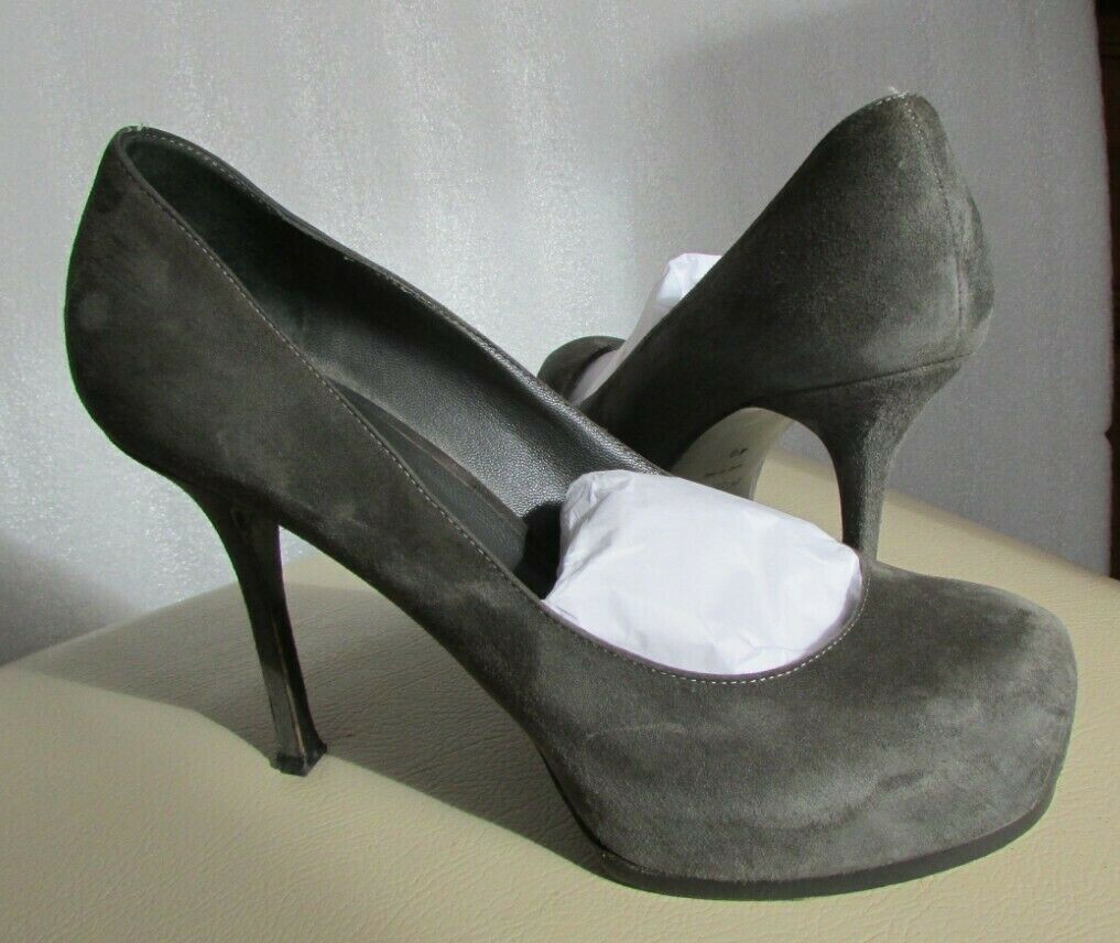 Decolte donna Yves Saint Laurent grigio pelle scamosciata tinta unita tacco alto misura 40 euro
