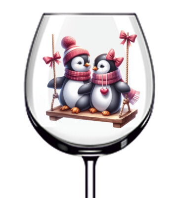 12x Valentinstag Pinguin Vinyl Aufkleber Abziehbild Becher Weinglas Flasche Laptop