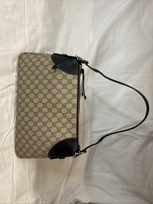 Large GUCCI new Emblem collection, Beige and dark brown shoulder bag 