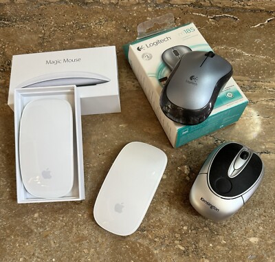 Lot of 4 Apple Wireless Bluetooth Magic Laser Mouth White Model: A1296 Works