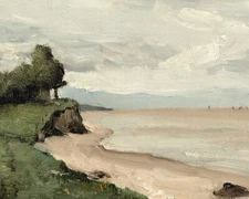 1800s Vintage Beach Painting Reproduction Giclee Print on Fine Art Paper