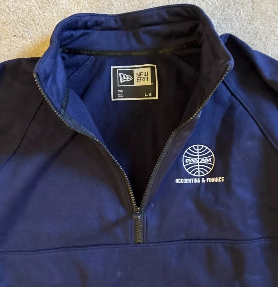 Pullover polar Pan Am New Era grande azul 1/4 cremallera contabilidad y finanzas Foto 2 de 4