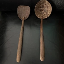 2 Coconut Shell Wooden Handle Ladle Spatula Serving Set Quality Craftsmanship