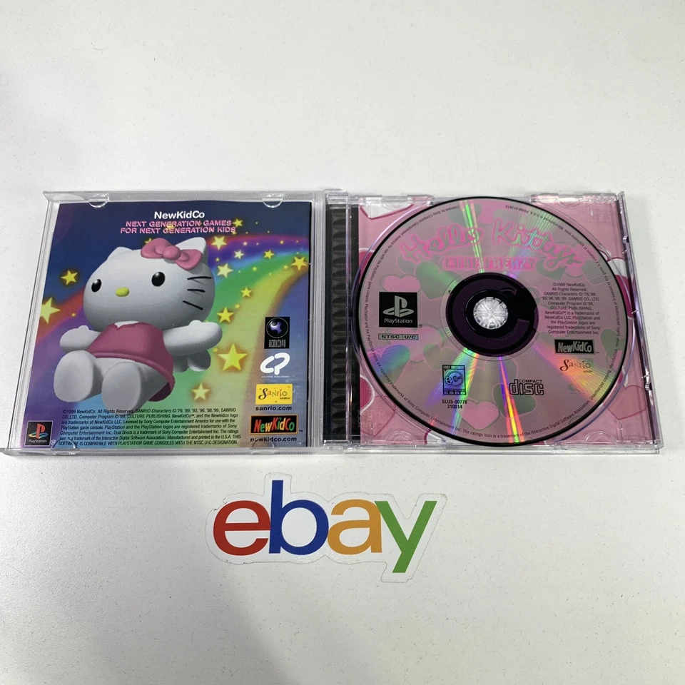 HELLO KITTY Cube Frenzy Video Game Complete CIB + Reg Card for PS1 PlayStation 1 - Image 2 of 4
