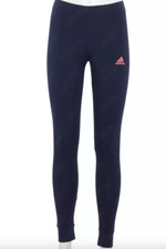 ADIDAS Womens Blue Cotton Blend Logo Print Favorite TIGHTS M-2XL GJ6612 NWT