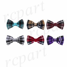 New men's pre-tied bowtie plaid  checkers polyester formal wedding red gray
