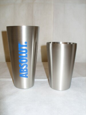 Absolut Vodka - Promo 7'' Stainless Steel Tin/Tin Barware Cocktail Shaker - NIB