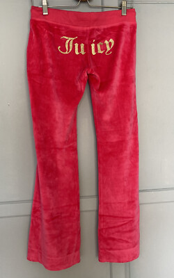 Vintage Juicy Couture OG Velour Big Bling Y2K Track Pants Vixen Pink Size L  VTG