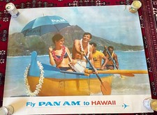 Vintage 1965 "Fly PAN AM Airlines" HAWAII Travel POSTER